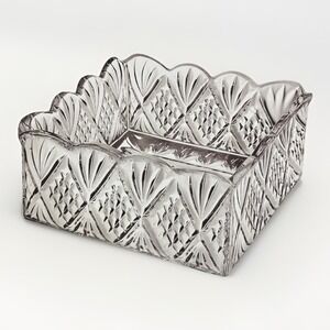 Godinger Dublin Crystal Square Napkin Holder #25943 Starburst - Damaged Box